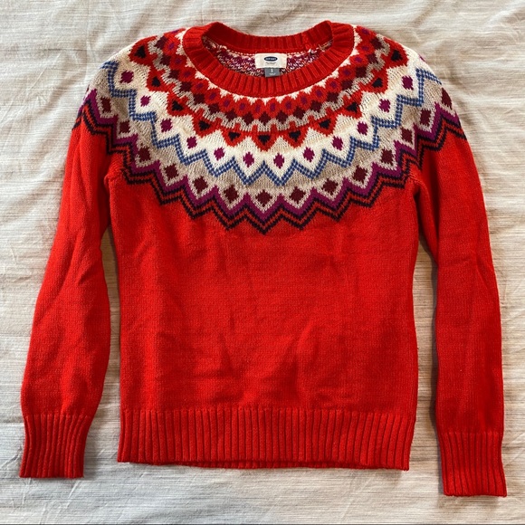Red fair isle sweater Clearance